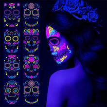 1pc Glow In Dark Face Sticker, Waterproof Temporary Tattoo For Festival Party - Black - View 2