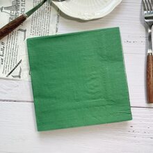 20pcs Dark Green Disposable Napkins, Double-Layered, Made Of Native Wood Pulp - Dark Green - View 1