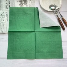20pcs Dark Green Disposable Napkins, Double-Layered, Made Of Native Wood Pulp - Dark Green - View 6