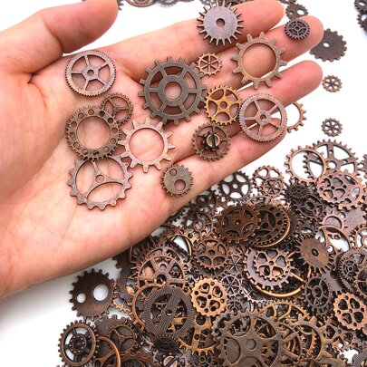 1 שקית אקראי לערבב Steampunk אבץ סגסוגת הילוך DIY תליון DIY תכשיטי יצירות אמנות קרפט אביזרים