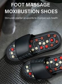 1pc Feet Massage Slippers Foot Reflexology Acupuncture Therapy Massager Walk Stone Shoes Acupuncture Cobblestone Massager - Black - View 8