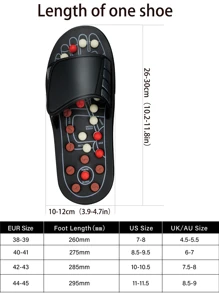 1pc Feet Massage Slippers Foot Reflexology Acupuncture Therapy Massager Walk Stone Shoes Acupuncture Cobblestone Massager - Black - View 3