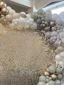 1*2m Hình vuông Mưa Rèm Buổi tiệc Đồ trang trí Kim sa lấp lánh Gió Treo Đĩa Bối cảnh Đối với Tiệc sinh nhật , Lễ cưới , Buổi tiệc - Bạc - Xem 4