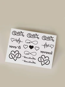 STARTTOOS Tattoo Sticker,1 Sheet Heart Pattern Temporary Tattoos For Women,Heart Tattoo Stickers Adults,Fake Tattoos That Look Real,For Women and Girls - Black - View 7