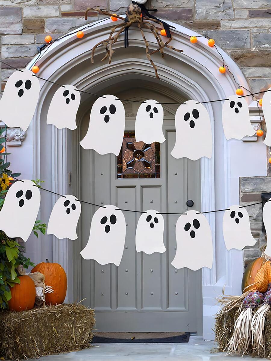 1pc 400cm Halloween Paper Hanging Decoration - Silver - View 1