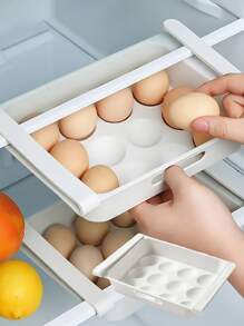 2 piezas Bandeja gruesa para huevos de refrigerador, contenedor tipo cajón para frutas y verduras, caja colgante para preservar la frescura de la fruta - Blanco - Ver 1