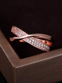 1 chiếc nhẫn Cubic Zirconia thanh lịch, phù hợp cho nữ, có thể đeo trong đám cưới, lễ đính hôn, ngày Valentine và các dịp khác, cũng là một món quà tuyệt vời cho ngày Valentine hoặc quà tặng cho mẹ. - Hoa hồng vàng - Xem 7