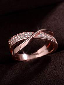 1 chiếc nhẫn Cubic Zirconia thanh lịch, phù hợp cho nữ, có thể đeo trong đám cưới, lễ đính hôn, ngày Valentine và các dịp khác, cũng là một món quà tuyệt vời cho ngày Valentine hoặc quà tặng cho mẹ. - Hoa hồng vàng - Xem 5