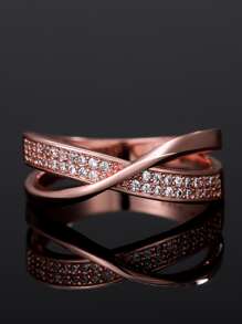 1 chiếc nhẫn Cubic Zirconia thanh lịch, phù hợp cho nữ, có thể đeo trong đám cưới, lễ đính hôn, ngày Valentine và các dịp khác, cũng là một món quà tuyệt vời cho ngày Valentine hoặc quà tặng cho mẹ. - Hoa hồng vàng - Xem 3