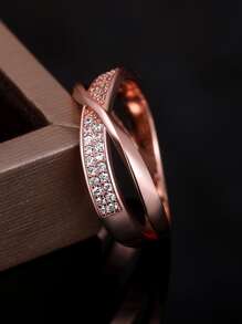 1 chiếc nhẫn Cubic Zirconia thanh lịch, phù hợp cho nữ, có thể đeo trong đám cưới, lễ đính hôn, ngày Valentine và các dịp khác, cũng là một món quà tuyệt vời cho ngày Valentine hoặc quà tặng cho mẹ. - Hoa hồng vàng - Xem 8