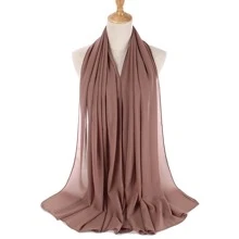 1盒混合雪紡頭巾套裝,包括5入組頭巾和2入組髮夾女士頭巾套裝 - 駝色 - 查看 9