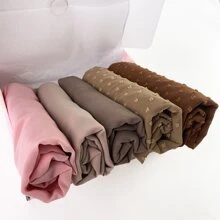 1盒混合雪紡頭巾套裝,包括5入組頭巾和2入組髮夾女士頭巾套裝 - 駝色 - 查看 4