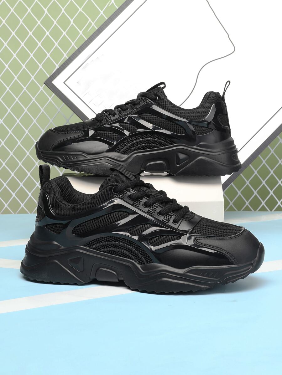 Giày thể thao nam Lá thư Ren lên - màu đen - Xem 1