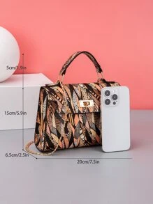 鏈帶斜背包,時尚印花女士手袋,多色可選 - 彩色 - 查看 4