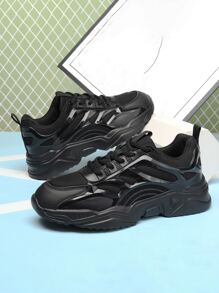 Giày thể thao nam Lá thư Ren lên - màu đen - Xem 3