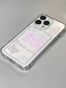 XAF Butterfly Pattern Clear Card Slot Phone Case