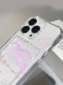 XAF Butterfly Pattern Clear Card Slot Phone Case