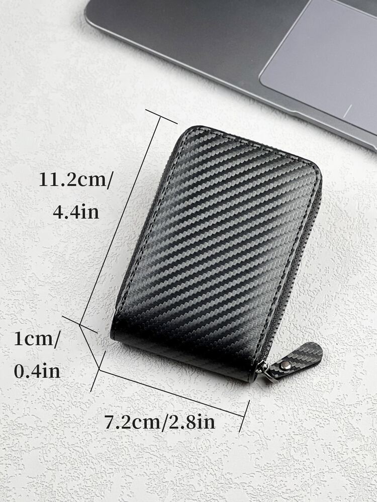 男式編織凹凸感信用卡/身分證卡片套,適用於送給父親、輕巧便攜,適用於白領階層、男性假日、紀念日、生日禮物,禮品兼配件 - 黑色 - 查看 7