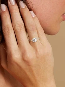 ESBERRY 1枚摩似龍鑽戒指,結婚戒指,女士 S925 純銀方形承諾戒指,永恆戒指,周年慶戒指,情人節優雅奢華的女士珠寶禮物,新娘珠寶。 - 銀色 - 查看 4