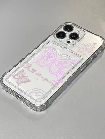 XAF Butterfly Pattern Clear Card Slot Phone Case