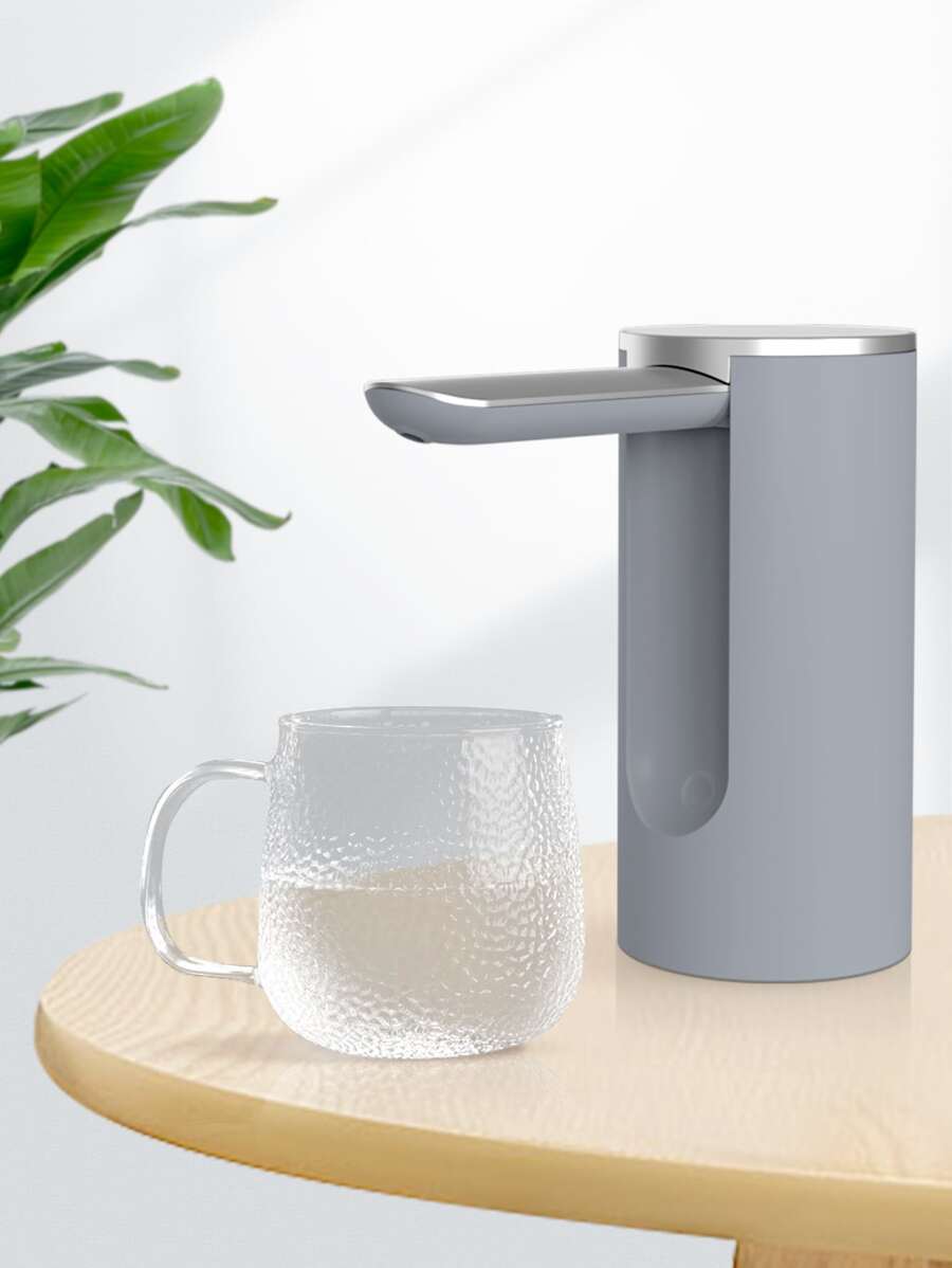 1pc USB Rechargeable Smart Touch Sensing Electric Water Pump With Folding Feature, Essential For Barrelled Water - Grey - View 1