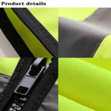 Green Reflective Jacket With Multiple Pockets, Unisex Breathable Reflective Vest, Suitable For Outdoor Running, Sports, Driving, Cycling