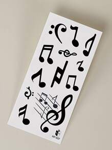 1 pieza Etiqueta engomada del tatuaje temporal negro nota musical patrón para pequeño cuerpo , dedo , oreja , - Negro - Ver 6