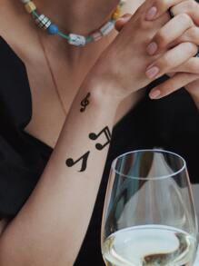 1 pieza Etiqueta engomada del tatuaje temporal negro nota musical patrón para pequeño cuerpo , dedo , oreja , - Negro - Ver 3