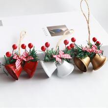 2入組,聖誕假期裝飾用品雙喇叭鈴鐺窗戶聖誕樹吊墜手工製作DIY配件金屬鈴鐺吊墜 - 彩色 - 查看 5