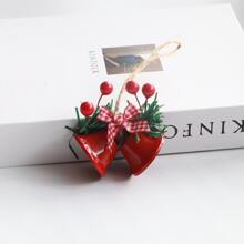 2入組,聖誕假期裝飾用品雙喇叭鈴鐺窗戶聖誕樹吊墜手工製作DIY配件金屬鈴鐺吊墜 - 彩色 - 查看 3