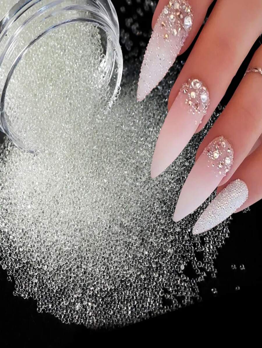 1盒透明鱼子酱珠子美甲装饰，DIY美甲饰品配件