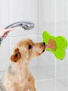 Pet Solid Color Bone Shaped Lick Mat - Green - View 8