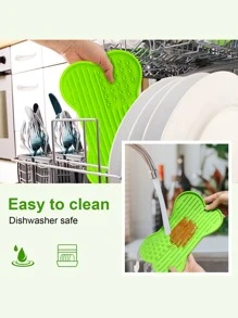 Pet Solid Color Bone Shaped Lick Mat - Green - View 4