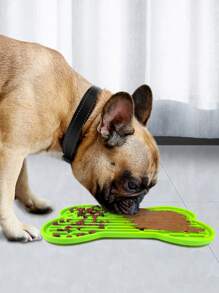 Pet Solid Color Bone Shaped Lick Mat - Green - View 5