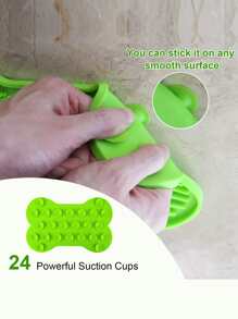 Pet Solid Color Bone Shaped Lick Mat - Green - View 3