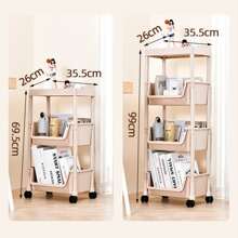1個多層兒童書架,宿舍儲物架,廚房儲物架,帶輪浴室馬桶,適用於客廳,臥室,廚房,浴室等 - 灰色3層+平頂 - 查看 6
