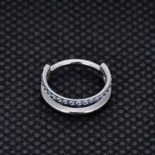 1入組G23鈦合金方形方晶鋯石鼻環,朋克風格雙層方晶鋯石鼻孔隔膜耳朵箍適合男士 - 銀色 - 查看 3