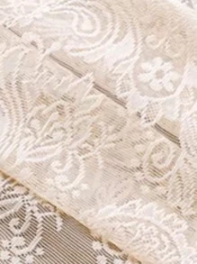 1 Pieza Cortina De Puerta De Encaje Romántico Francés Con Cabeza Y Barra De Cortina - Beis - Ver 9