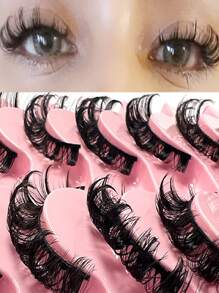 10 Paar D-Curl Wimpern Russische Streifen Wimpern Dramatisches Volumen Kreuz Natürliche Falsche Wimpern Künstliches Nerz Make-up Streifen Wimpern, Wimpern, Wimpern, Falsche Wimpern