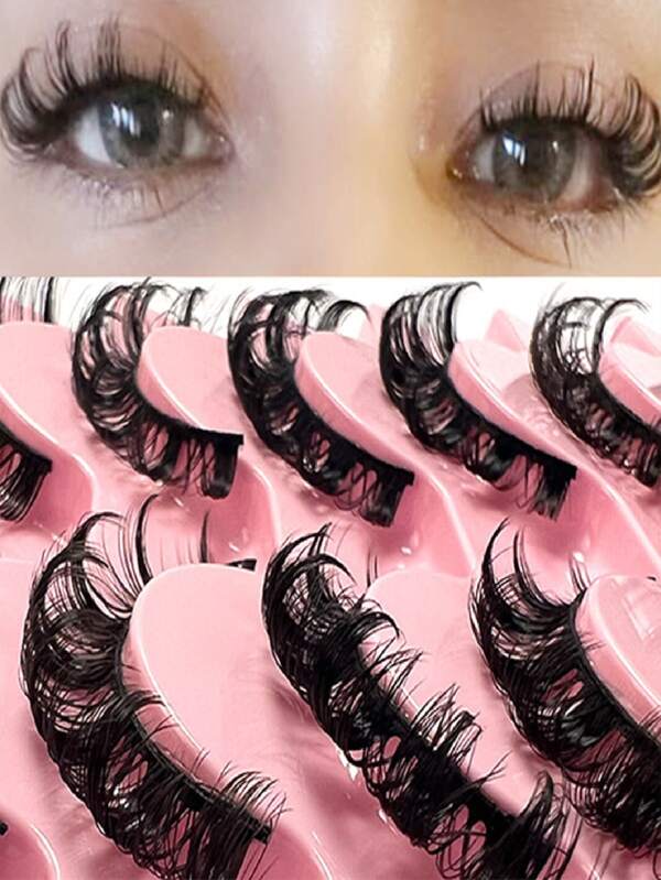 10 perechi D Curl Lashes Russian Strip Lash Dramatic Volume Cross Natural False Lashes Machiaj Faux Minl