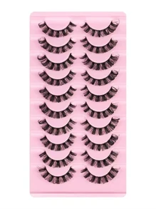 10 Paar D-Curl Wimpern Russische Streifen Wimpern Dramatisches Volumen Kreuz Natürliche Falsche Wimpern Künstliches Nerz Make-up Streifen Wimpern, Wimpern, Wimpern, Falsche Wimpern