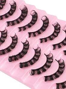 10 Paar D-Curl Wimpern Russische Streifen Wimpern Dramatisches Volumen Kreuz Natürliche Falsche Wimpern Künstliches Nerz Make-up Streifen Wimpern, Wimpern, Wimpern, Falsche Wimpern