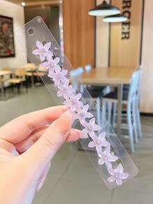 Conjunto de 10 peças de acessórios de cabelo femininos modernos com presilhas laterais de cristal e estampa floral, incluindo presilhas de garra, grampos e presilhas de cabelo. - Roxa - Ver 4