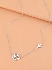 Aomogo 地图设计不锈钢男女通用项链，时尚美观的男士项链，派对礼物 - 銀色 - 查看 7