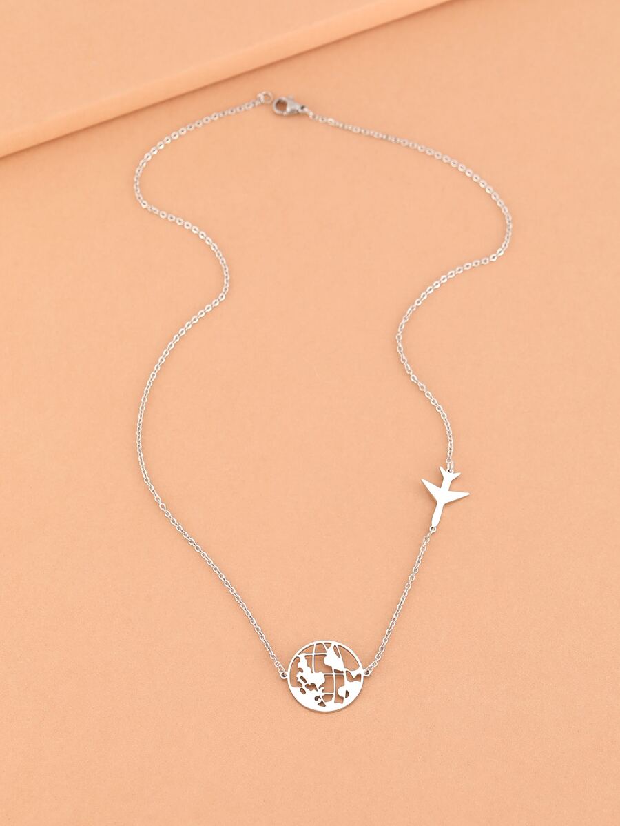 Aomogo 地图设计不锈钢男女通用项链，时尚美观的男士项链，派对礼物