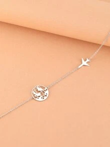 Aomogo 地图设计不锈钢男女通用项链，时尚美观的男士项链，派对礼物 - 銀色 - 查看 6