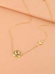 Aomogo 地图形状不锈钢男女通用项链吊坠，时尚吊坠链，精美男士项链，派对礼物 - 金色 - 查看 8