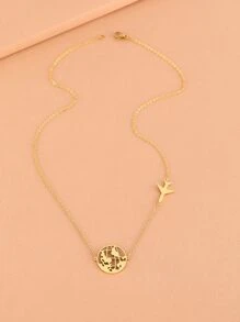 Aomogo 地图形状不锈钢男女通用项链吊坠，时尚吊坠链，精美男士项链，派对礼物 - 金色 - 查看 3