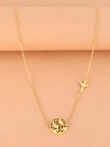 Aomogo 地图形状不锈钢男女通用项链吊坠，时尚吊坠链，精美男士项链，派对礼物 - 金色 - 查看 6