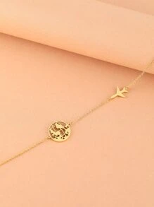 Aomogo 地图形状不锈钢男女通用项链吊坠，时尚吊坠链，精美男士项链，派对礼物 - 金色 - 查看 7